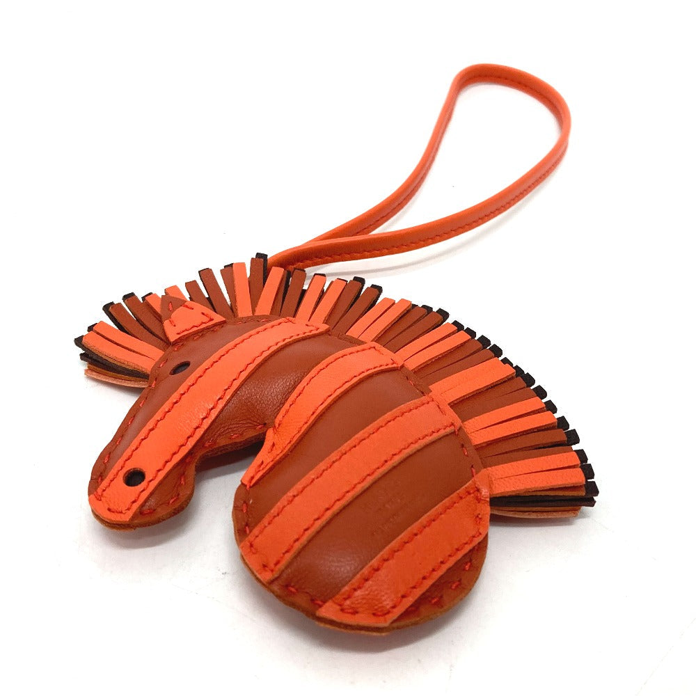 HERMES Bag charm Anyo Miro Orange zebra Gee Gee Savannah Women Used Authentic