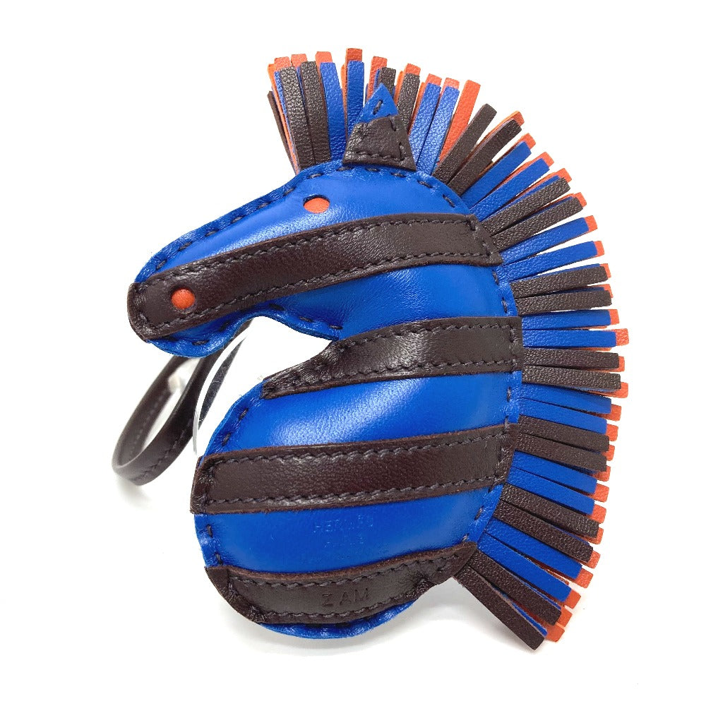 HERMES Bag charm Anyo Miro blue zebra Gee Gee Savannah Women Used Authentic
