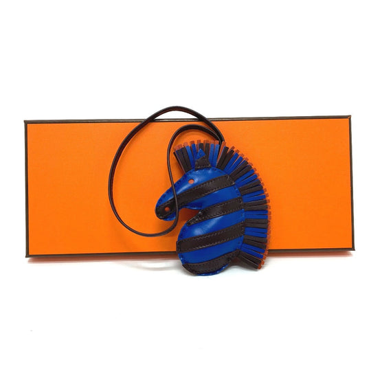 HERMES Bag charm Anyo Miro blue zebra Gee Gee Savannah Women Used Authentic