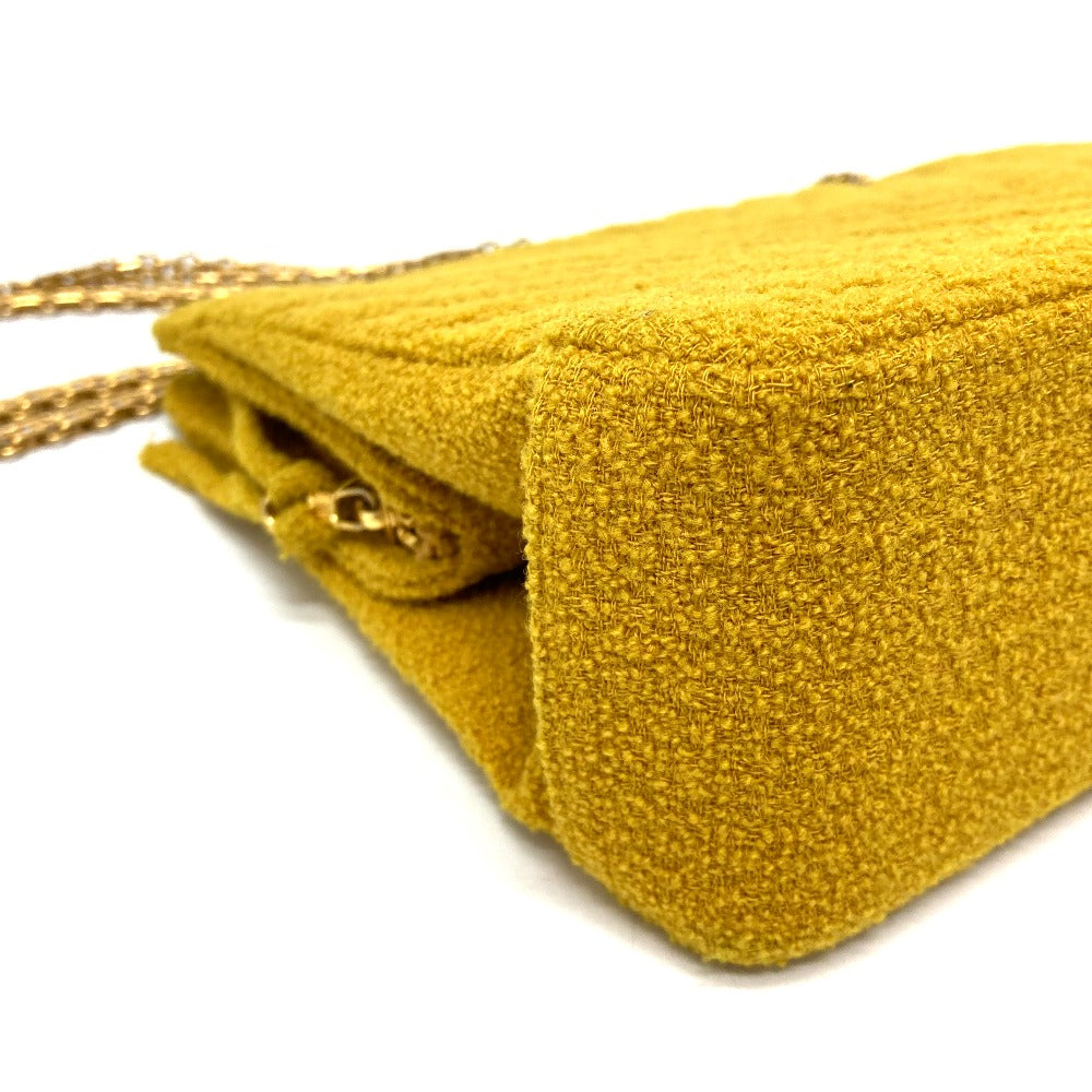 CHANEL Shoulder Bag pile Mustard type Comes with a clasp pouch Vstitch Chevron Women Used Authentic