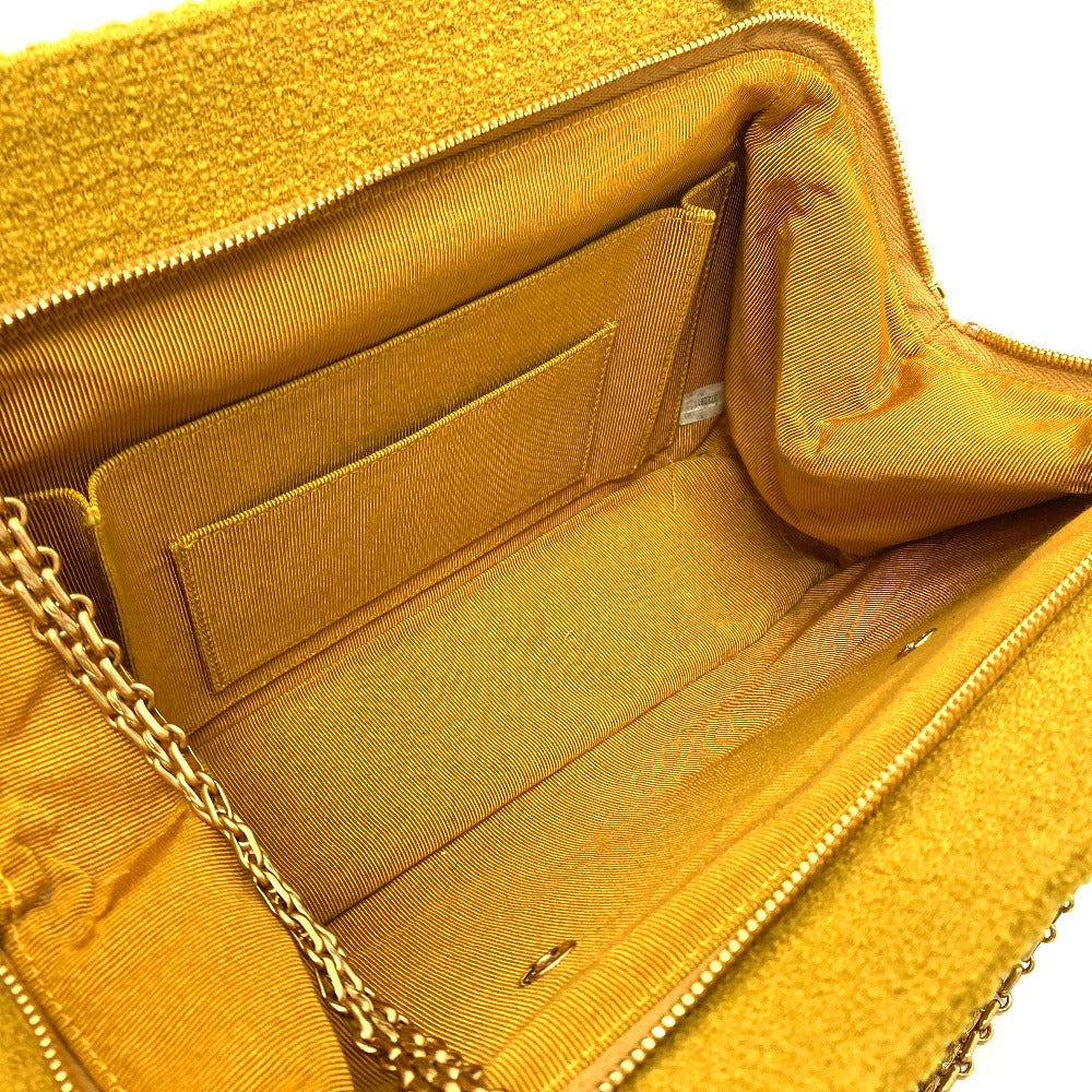 CHANEL Shoulder Bag pile Mustard type Comes with a clasp pouch Vstitch Chevron Women Used Authentic