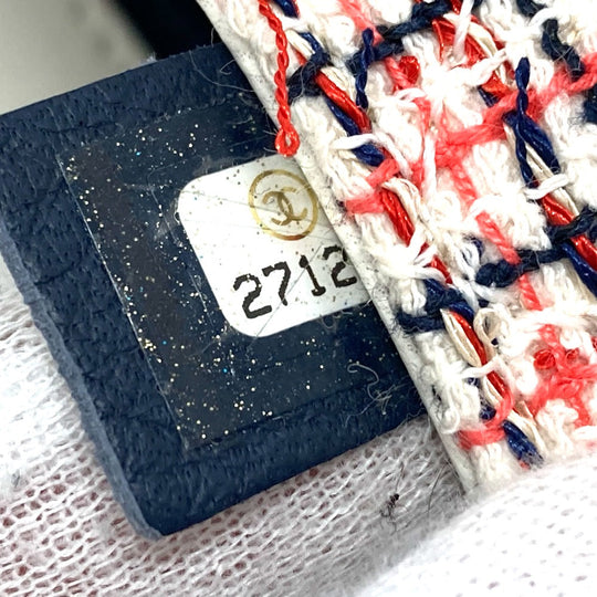 CHANEL Shoulder Bag Leather, Tweed White x red CC COCO Mark flap pochette Women Used Authentic