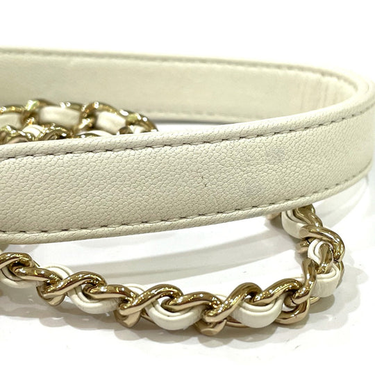 CHANEL Shoulder Bag Leather, Tweed White x red CC COCO Mark flap pochette Women Used Authentic