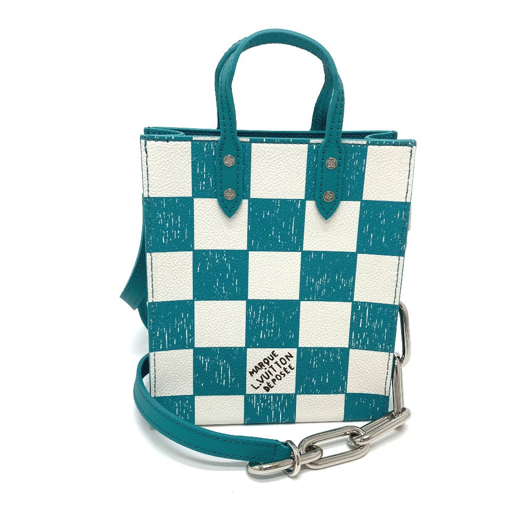 LOUIS VUITTON Shoulder Bag N60495 leather Blue type damier checkerboard Sac PlatXS Women Used Authentic
