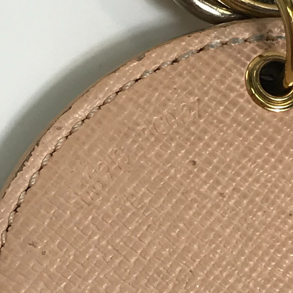 LOUIS VUITTON key ring M61943 Damier Azur Canvas White x pink Damier Azur Porto Cretaciennes Tahiti Women Used Authentic