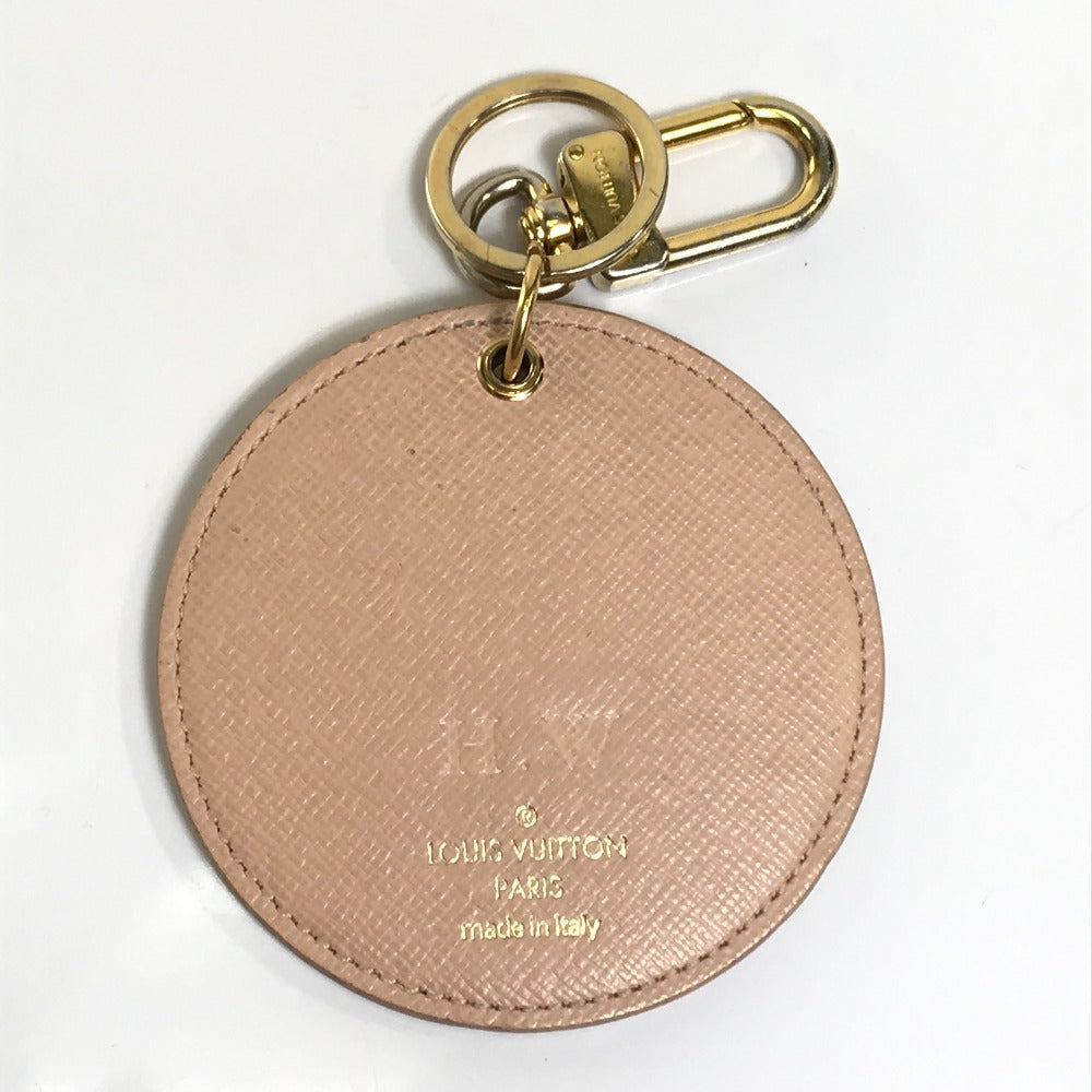 LOUIS VUITTON key ring M61943 Damier Azur Canvas White x pink Damier Azur Porto Cretaciennes Tahiti Women Used Authentic