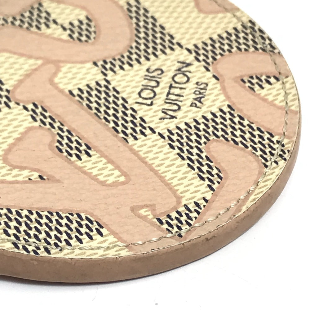 LOUIS VUITTON key ring M61943 Damier Azur Canvas White x pink Damier Azur Porto Cretaciennes Tahiti Women Used Authentic