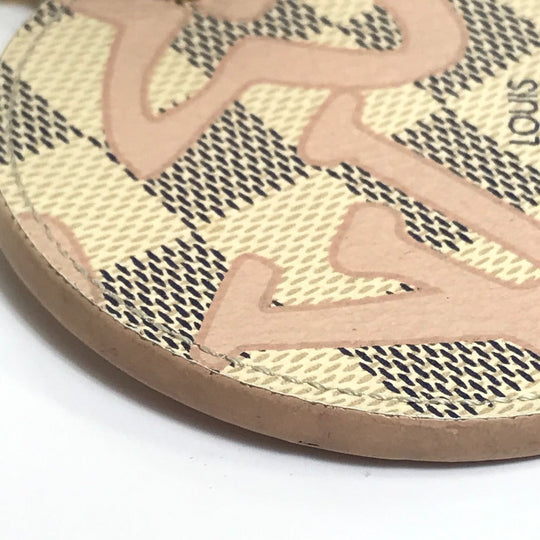 LOUIS VUITTON key ring M61943 Damier Azur Canvas White x pink Damier Azur Porto Cretaciennes Tahiti Women Used Authentic