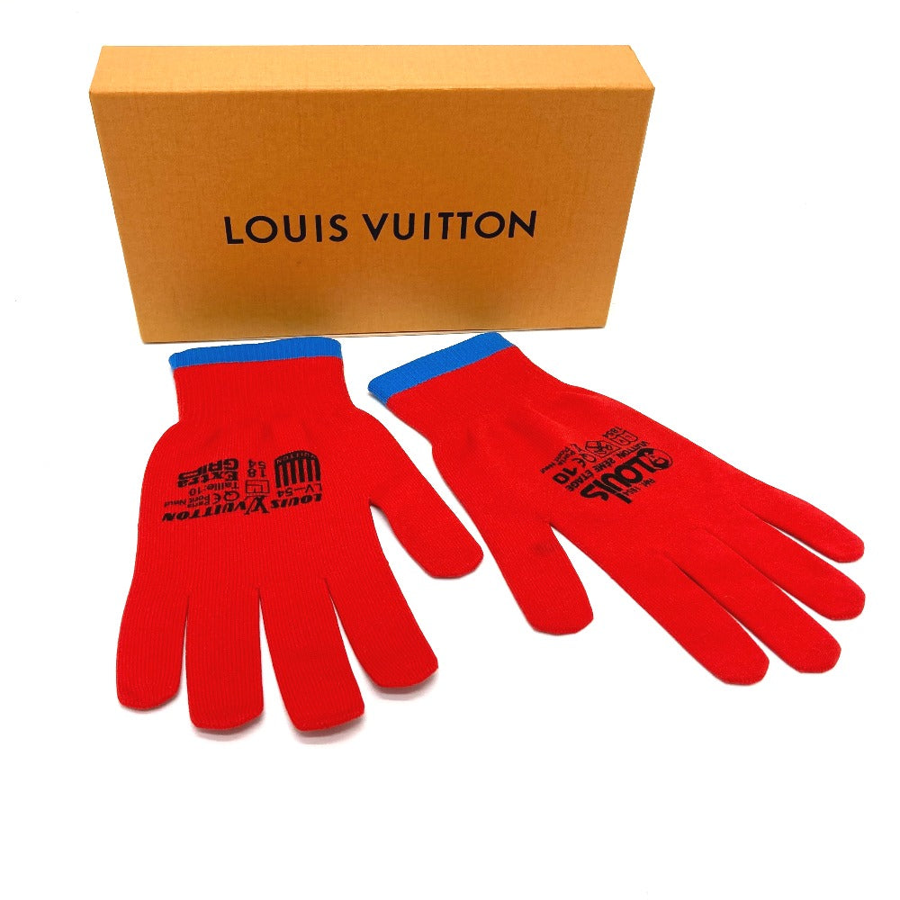 LOUIS VUITTON gloves MP2336 Nylon Red Gon RGB mens Used Authentic