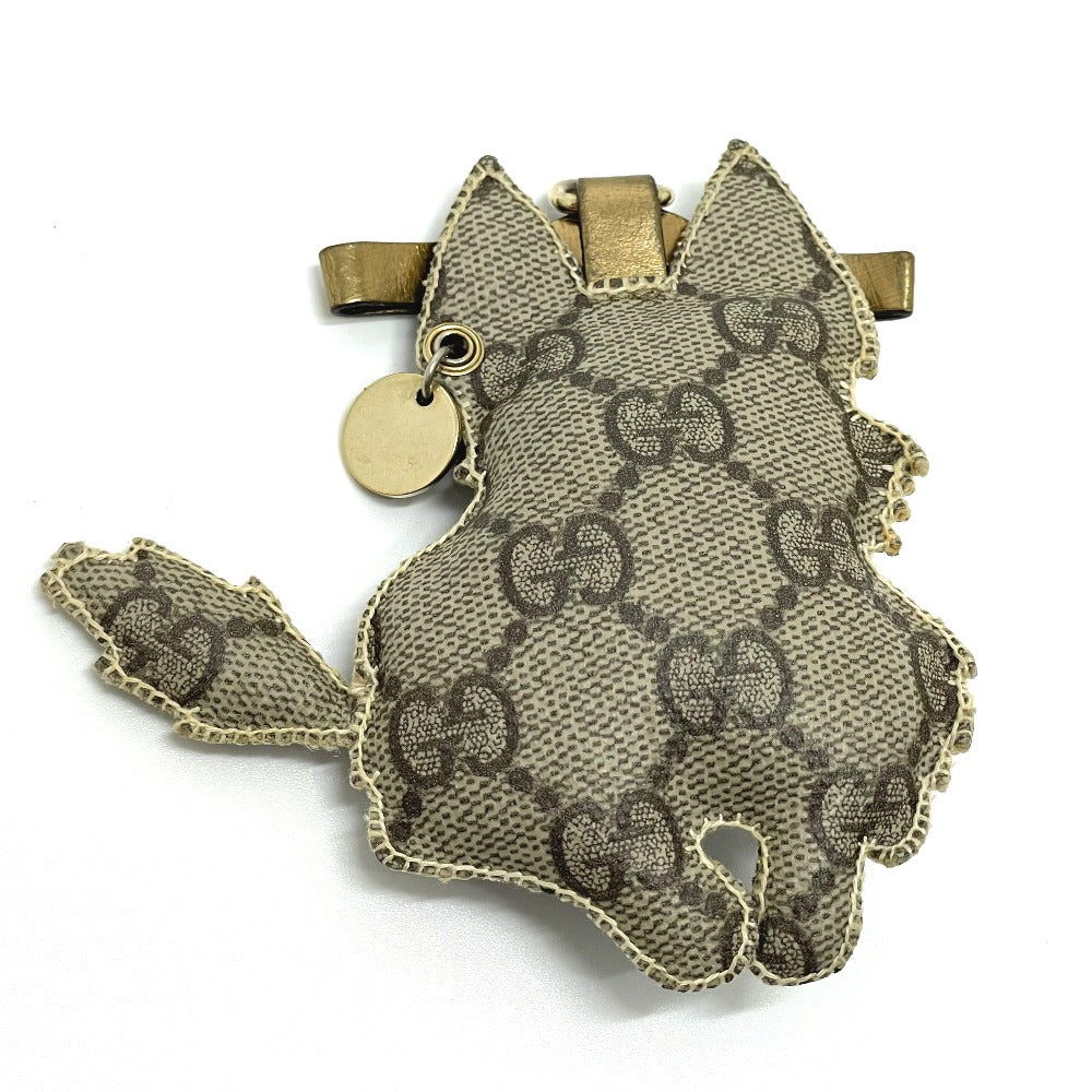 GUCCI charm GG Supreme Canvas beige Fox Guccioli Women Used Authentic