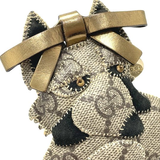 GUCCI charm GG Supreme Canvas beige Fox Guccioli Women Used Authentic
