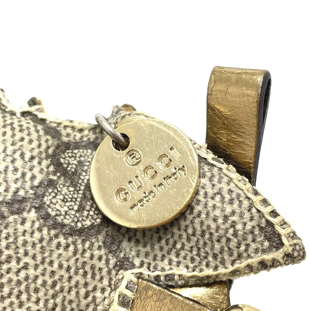 GUCCI charm GG Supreme Canvas beige Fox Guccioli Women Used Authentic