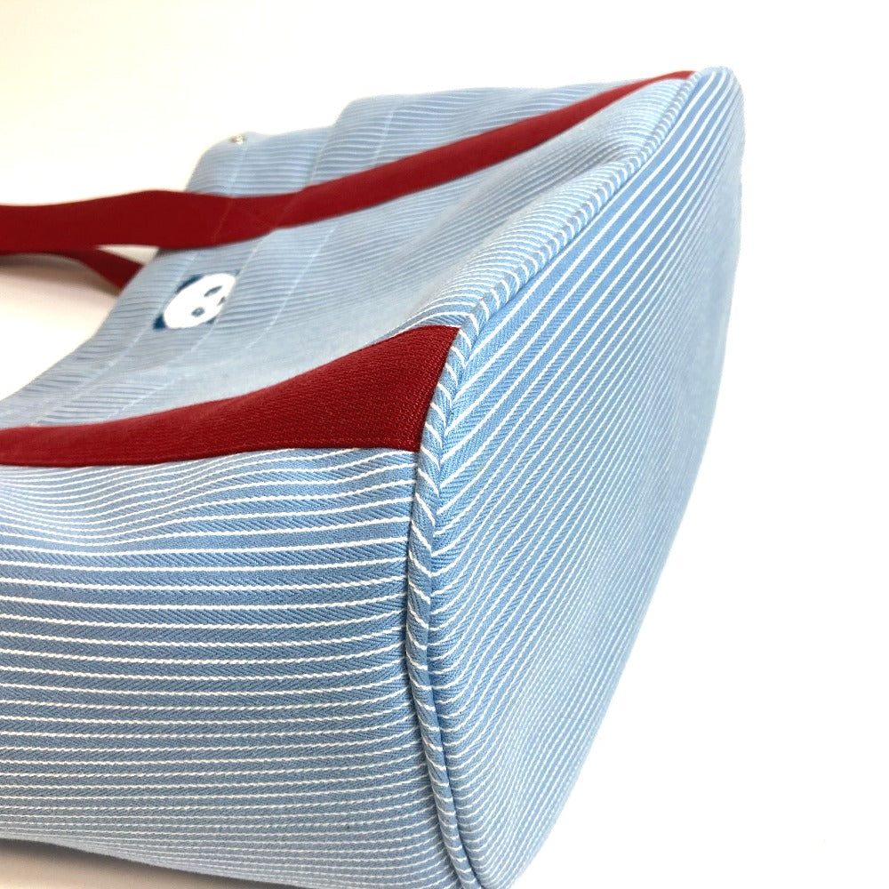 HERMES Tote Bag canvas Blue x red Panda pass pass Mothers bag Women Used Authentic