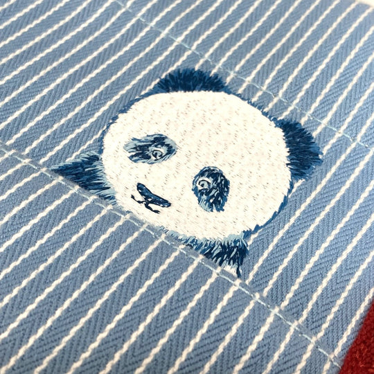 HERMES Tote Bag canvas Blue x red Panda pass pass Mothers bag Women Used Authentic