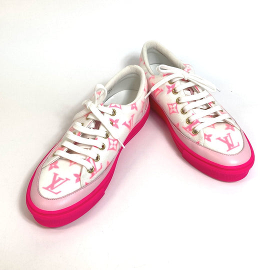 LOUIS VUITTON sneakers canvas White x pink Monogram Stellar line technical fabric 35.5