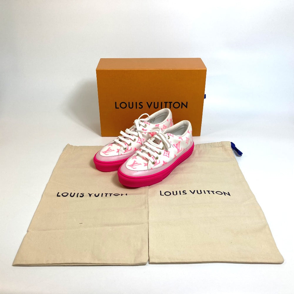 LOUIS VUITTON sneakers canvas White x pink Monogram Stellar line technical fabric 35.5