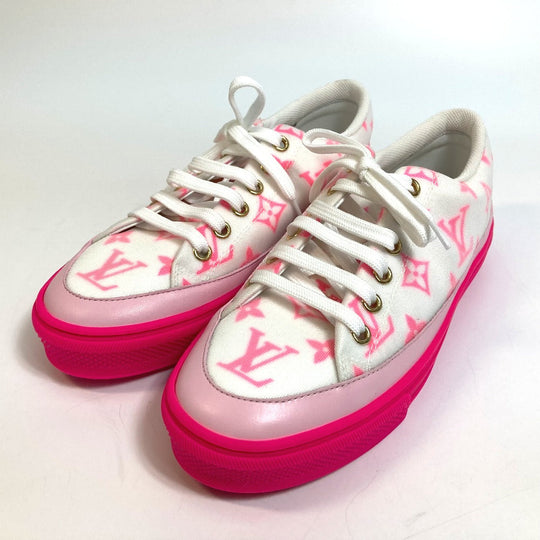 LOUIS VUITTON sneakers canvas White x pink Monogram Stellar line technical fabric 35.5