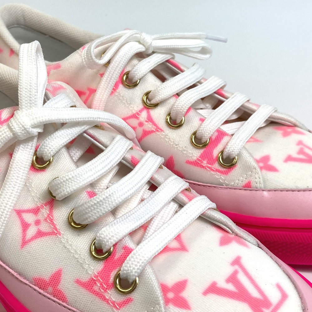 LOUIS VUITTON sneakers canvas White x pink Monogram Stellar line technical fabric 35.5