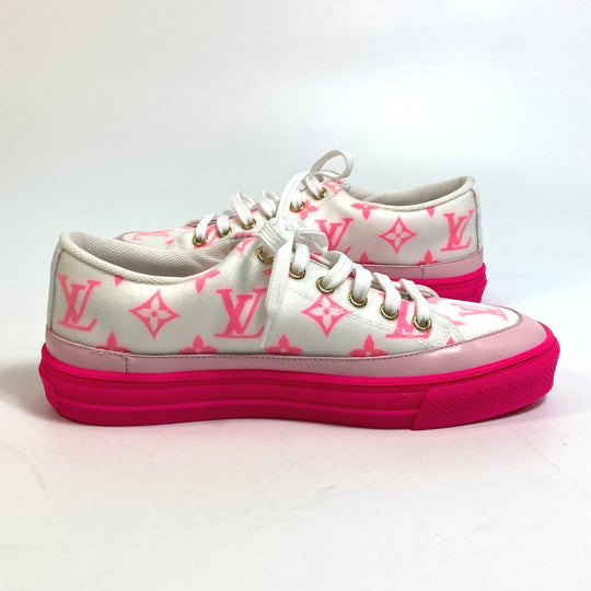 LOUIS VUITTON sneakers canvas White x pink Monogram Stellar line technical fabric 35.5