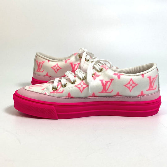 LOUIS VUITTON sneakers canvas White x pink Monogram Stellar line technical fabric 35.5