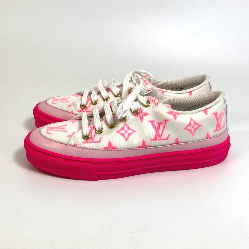 LOUIS VUITTON sneakers canvas White x pink Monogram Stellar line technical fabric 35.5