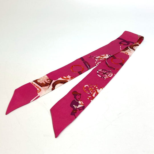HERMES scarf silk pink Fashion Accessories Overall handle Women Used Authentic