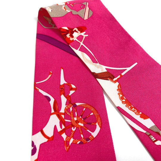 HERMES scarf silk pink Fashion Accessories Overall handle Women Used Authentic