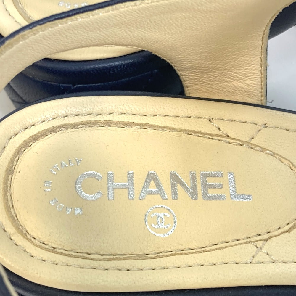 CHANEL Sandals G31704 lambskin Navy CC COCO Mark Shoes Matrasse 36 1/2C