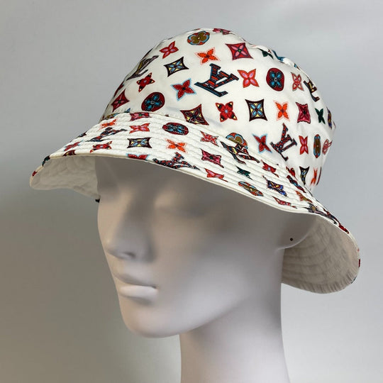LOUIS VUITTON hat M76718 Nylon White x Multicolor Monogram Bob Lovely Gram unisex(Unisex) S Used Authentic