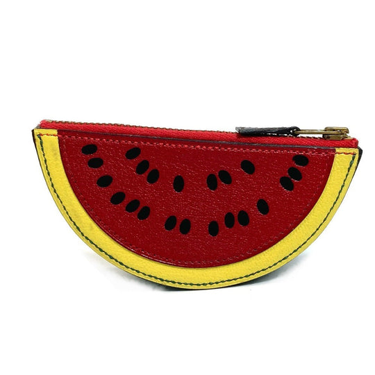 HERMES Coin case leather red x yellow x green watermelon unisex(Unisex) Used Authentic