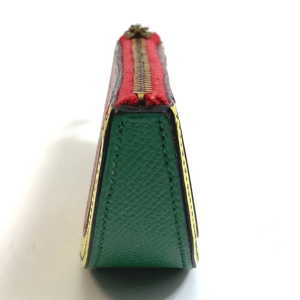 HERMES Coin case leather red x yellow x green watermelon unisex(Unisex) Used Authentic