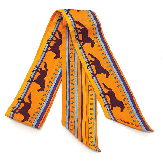 HERMES scarf silk Orange Horse horse SEQUENCES