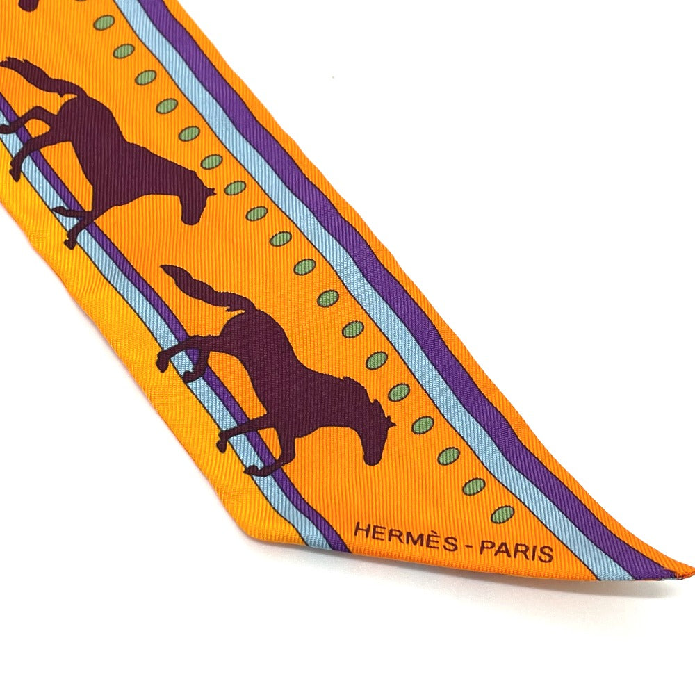 HERMES scarf silk Orange Horse horse SEQUENCES