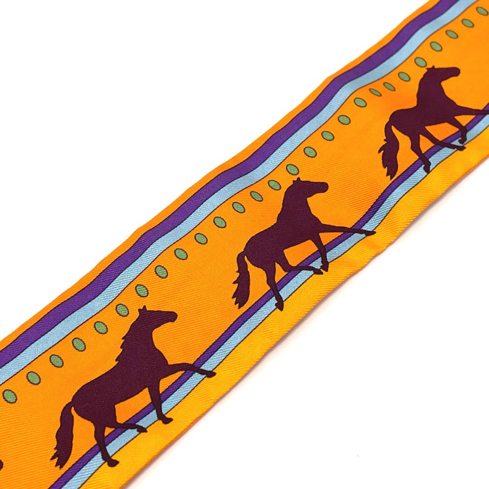 HERMES scarf silk Orange Horse horse SEQUENCES