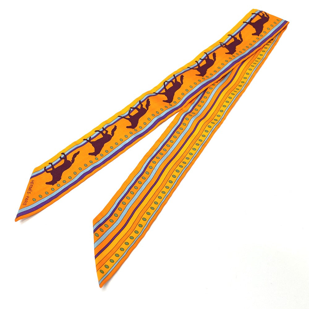 HERMES scarf silk Orange Horse horse SEQUENCES