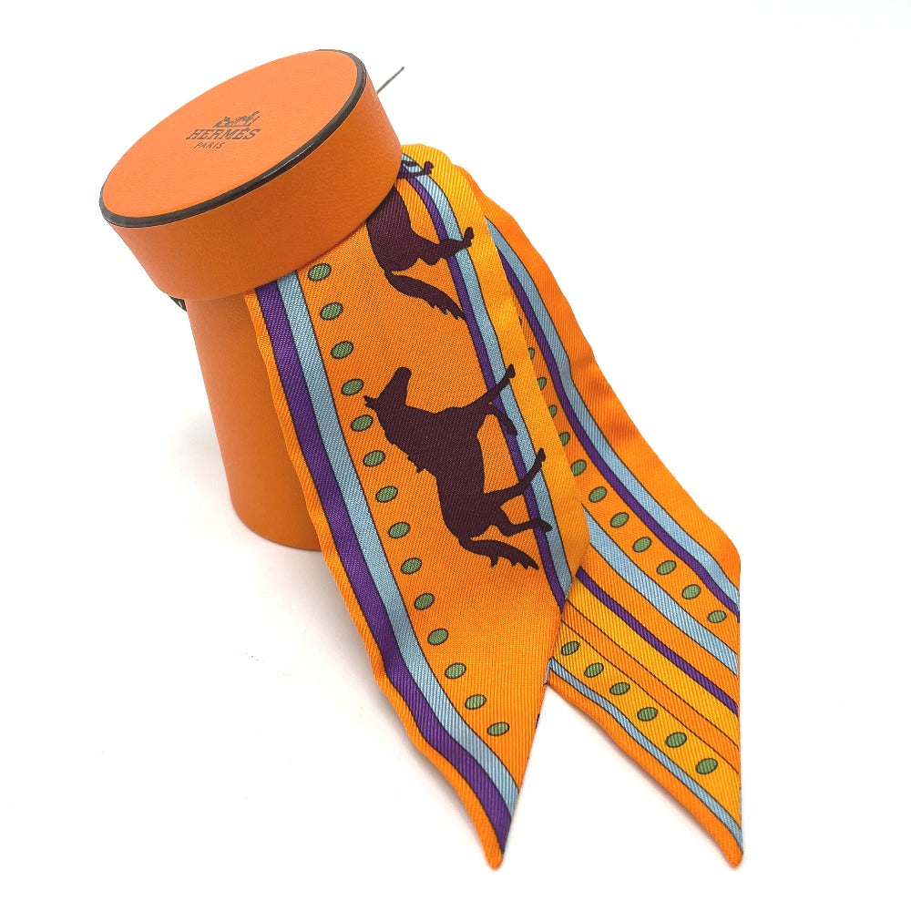 HERMES scarf silk Orange Horse horse SEQUENCES