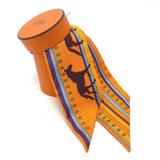 HERMES scarf silk Orange Horse horse SEQUENCES