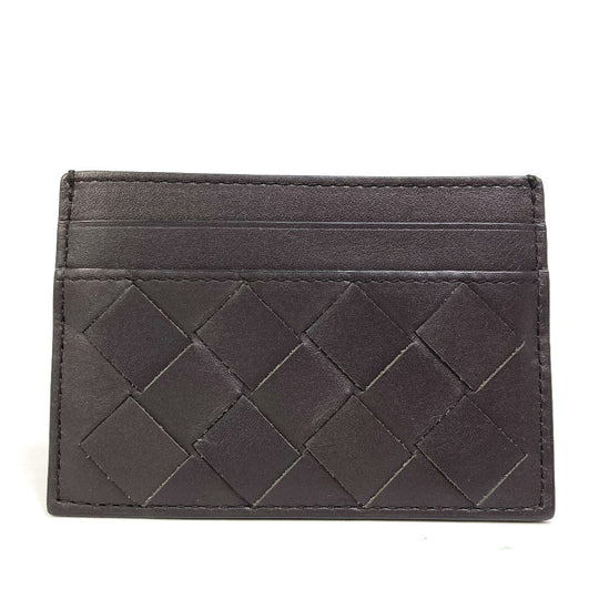 BOTTEGAVENETA Card Case leather black INTRECCIATO name card holder mens Used Authentic