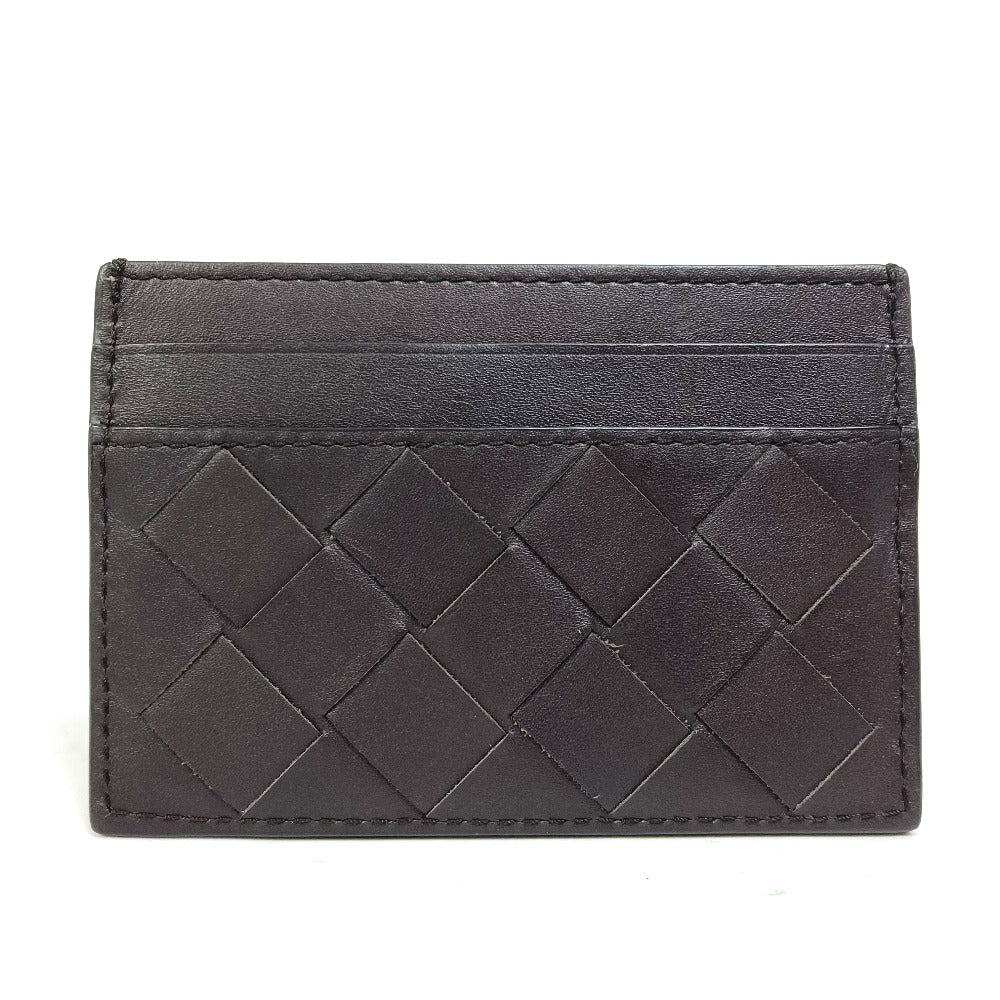 BOTTEGAVENETA Card Case leather black INTRECCIATO name card holder mens Used Authentic