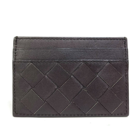 BOTTEGAVENETA Card Case leather black INTRECCIATO name card holder mens Used Authentic