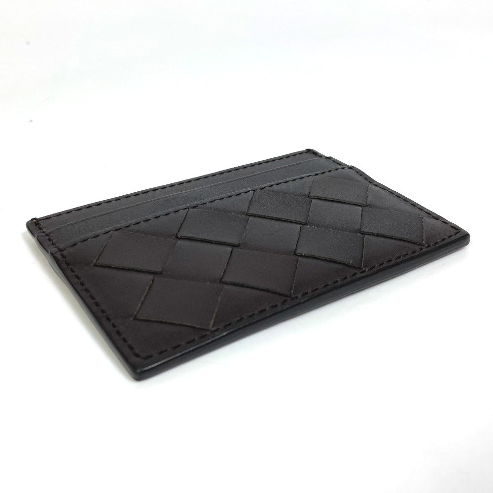 BOTTEGAVENETA Card Case leather black INTRECCIATO name card holder mens Used Authentic