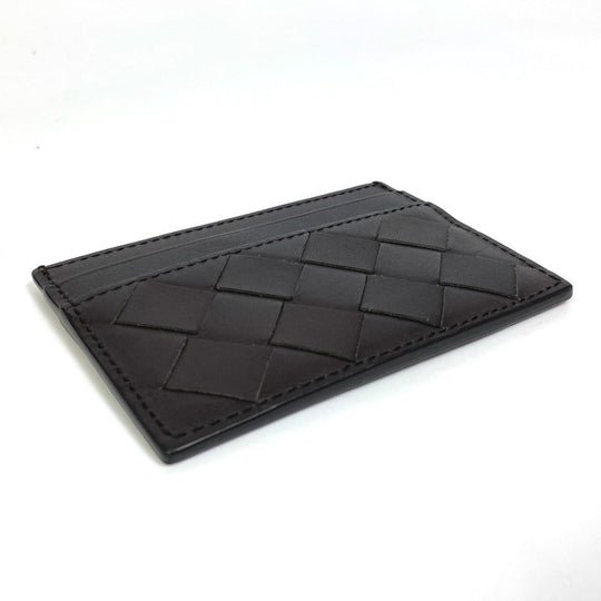 BOTTEGAVENETA Card Case leather black INTRECCIATO name card holder mens Used Authentic