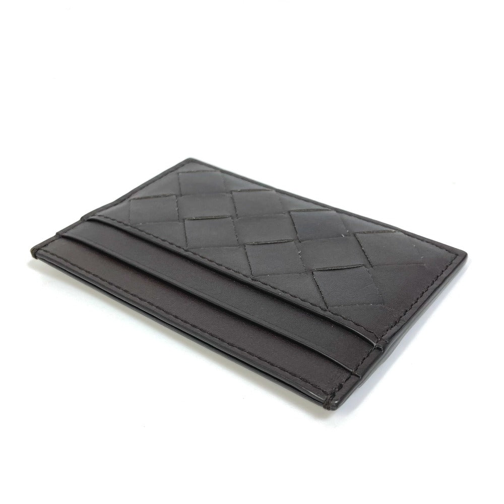 BOTTEGAVENETA Card Case leather black INTRECCIATO name card holder mens Used Authentic