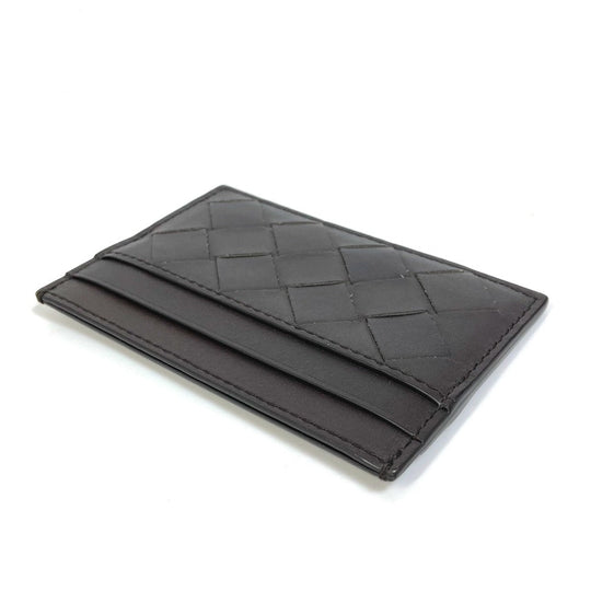 BOTTEGAVENETA Card Case leather black INTRECCIATO name card holder mens Used Authentic