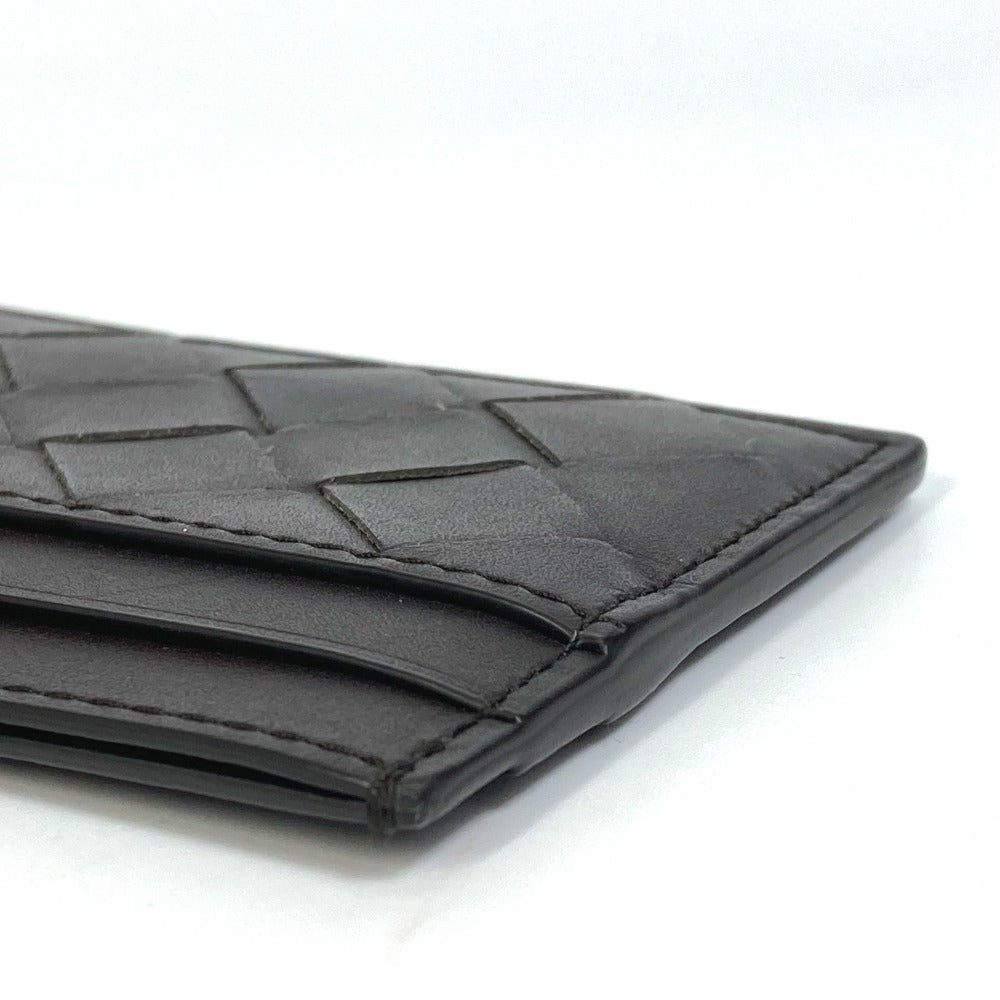 BOTTEGAVENETA Card Case leather black INTRECCIATO name card holder mens Used Authentic