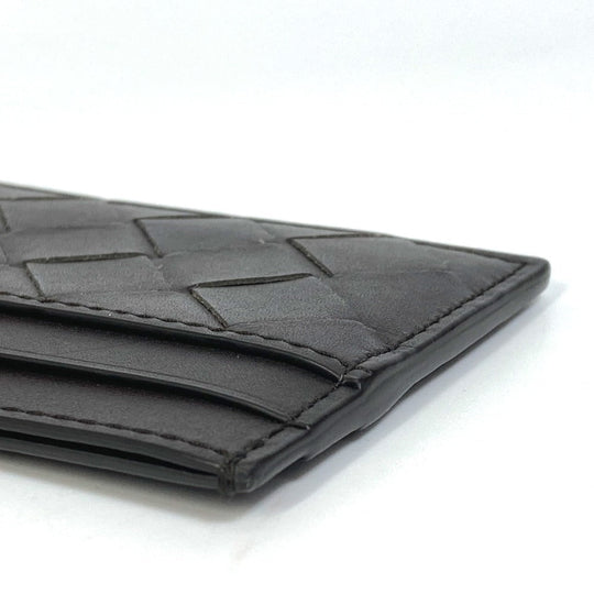 BOTTEGAVENETA Card Case leather black INTRECCIATO name card holder mens Used Authentic