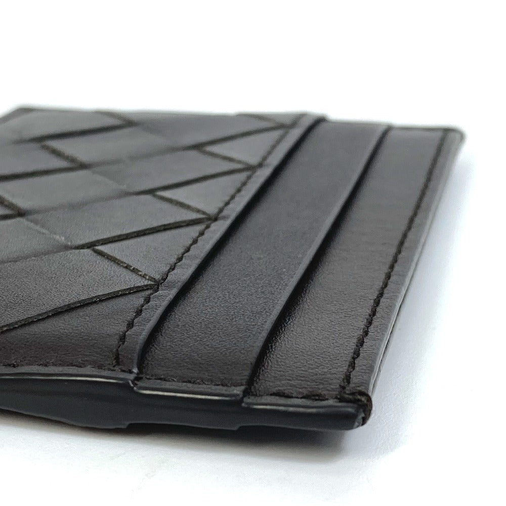 BOTTEGAVENETA Card Case leather black INTRECCIATO name card holder mens Used Authentic