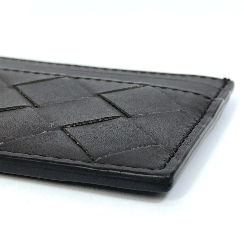 BOTTEGAVENETA Card Case leather black INTRECCIATO name card holder mens Used Authentic