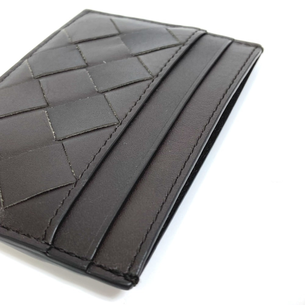 BOTTEGAVENETA Card Case leather black INTRECCIATO name card holder mens Used Authentic