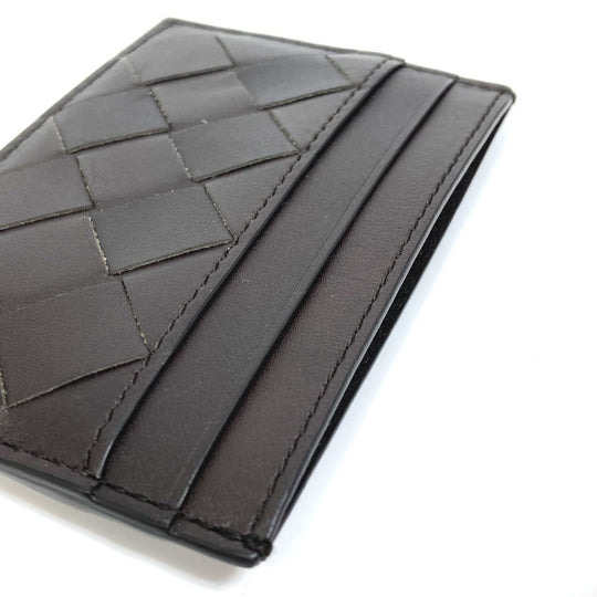 BOTTEGAVENETA Card Case leather black INTRECCIATO name card holder mens Used Authentic